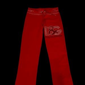 NWOT Women red leggings with Swarovskis